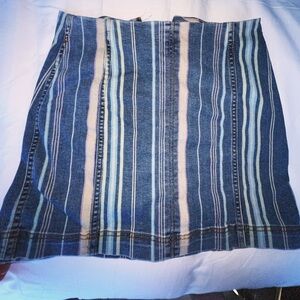 Pastel striped jean mini skirt